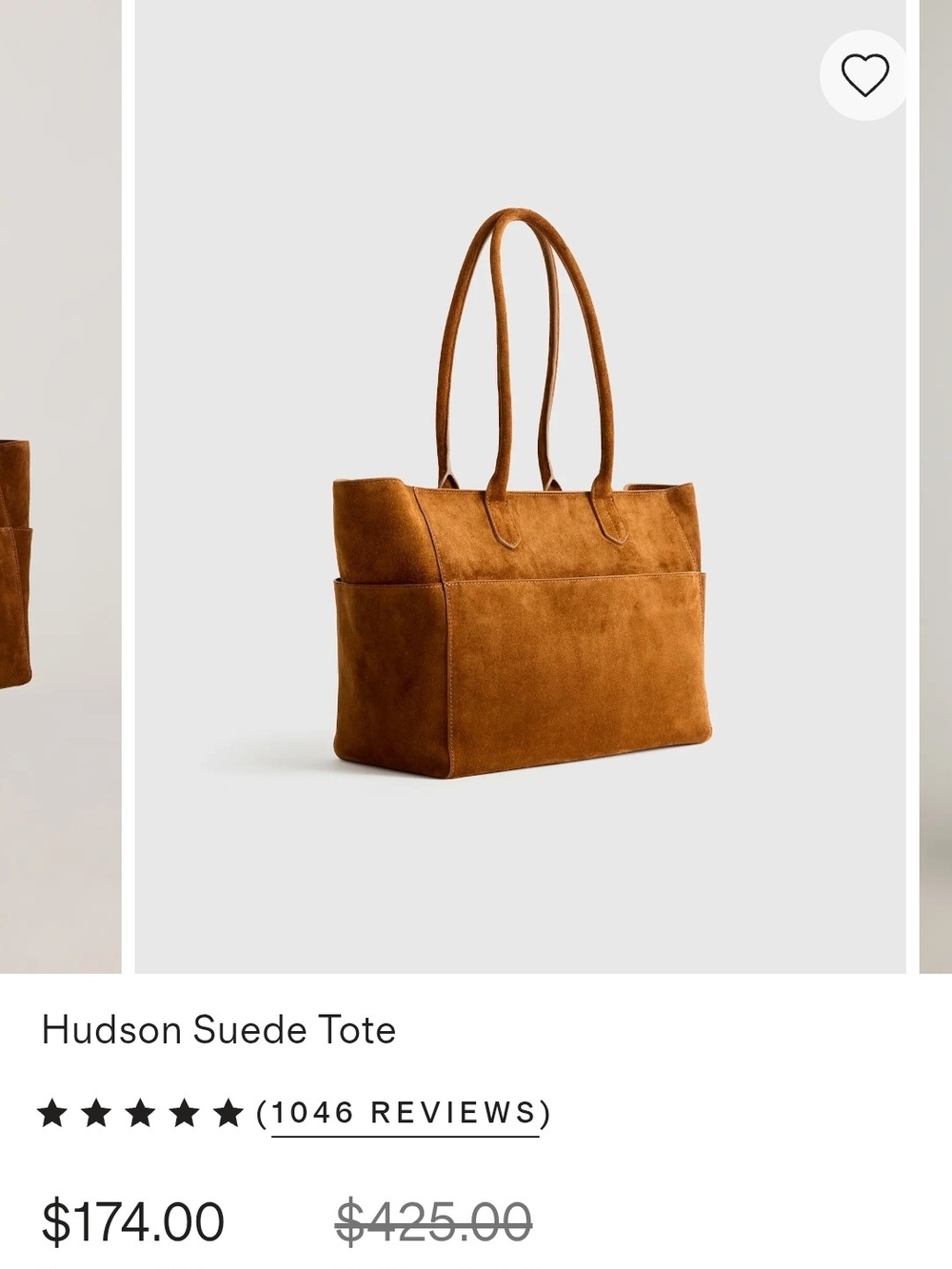 Quince Suede Shoulder Tote in Cognac Brown